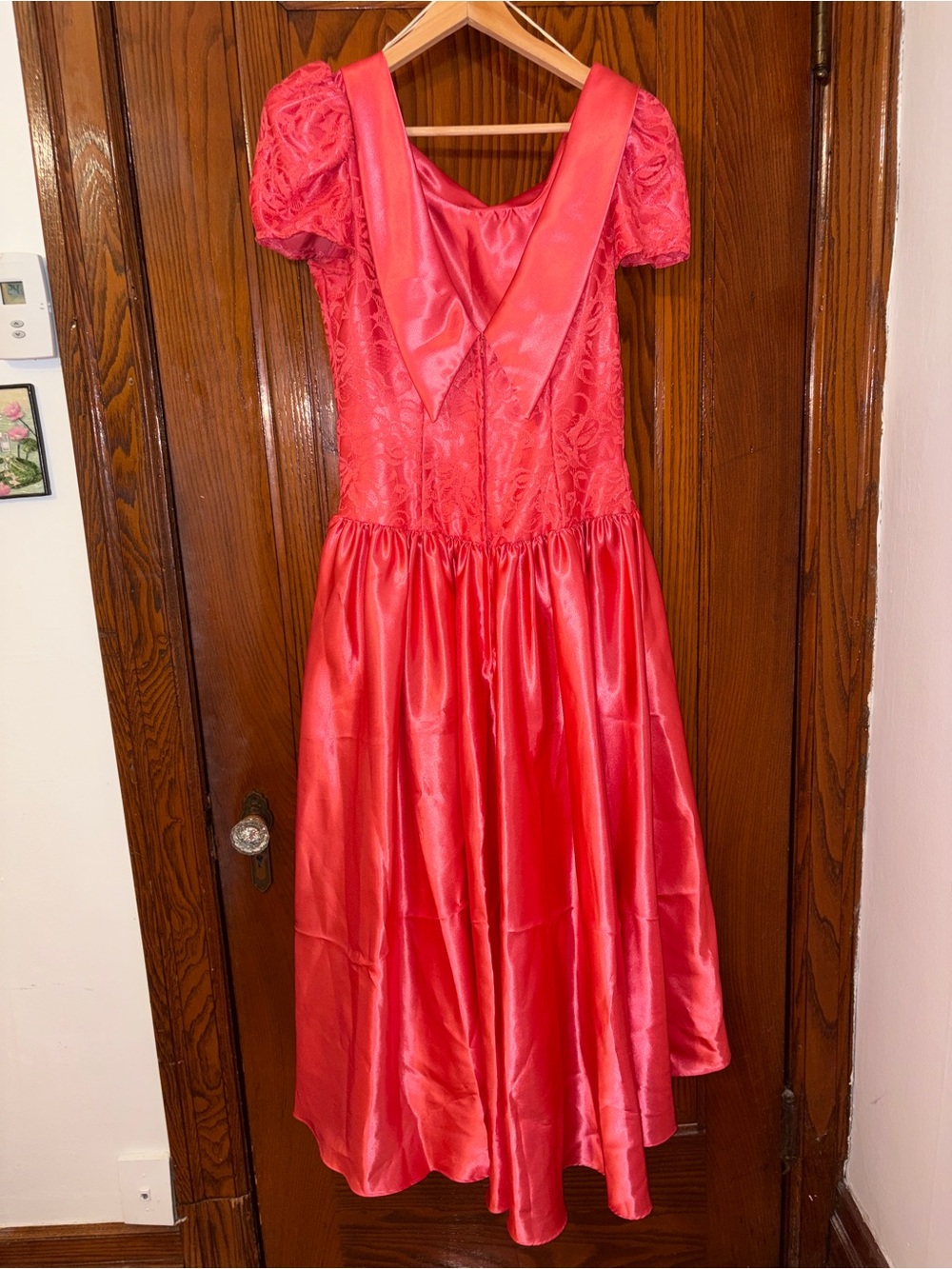 Satin Pink/Coral Vintage Dress with lace